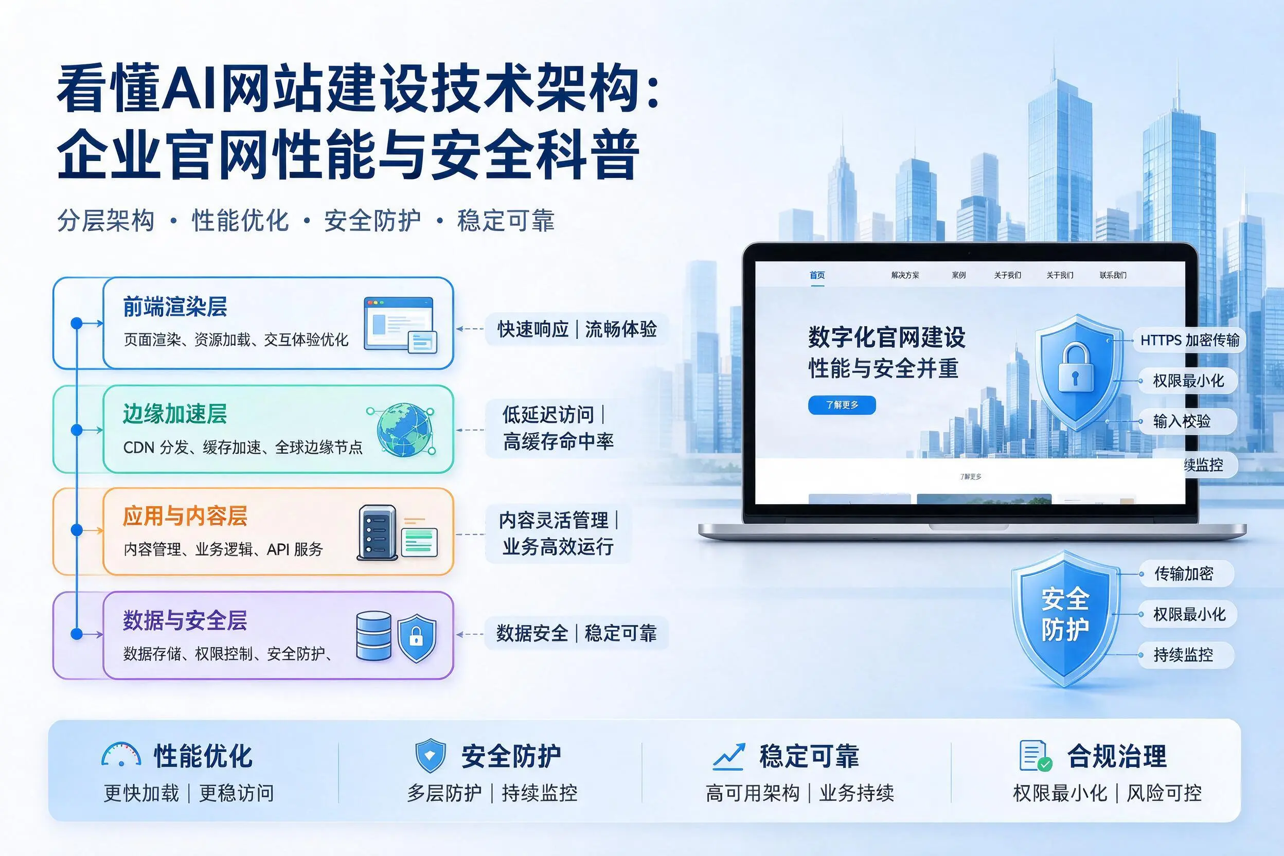 看懂AI网站建设技术架构:曲靖企业官网性能与安全科普