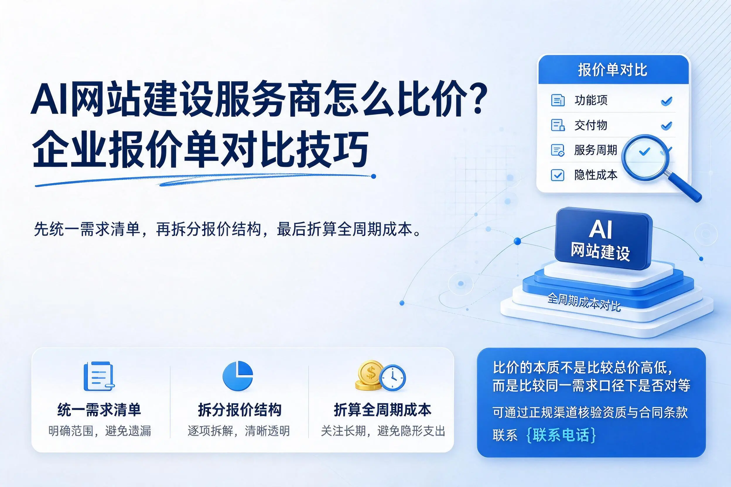 AI网站建设服务商怎么比价?曲靖企业报价单对比技巧