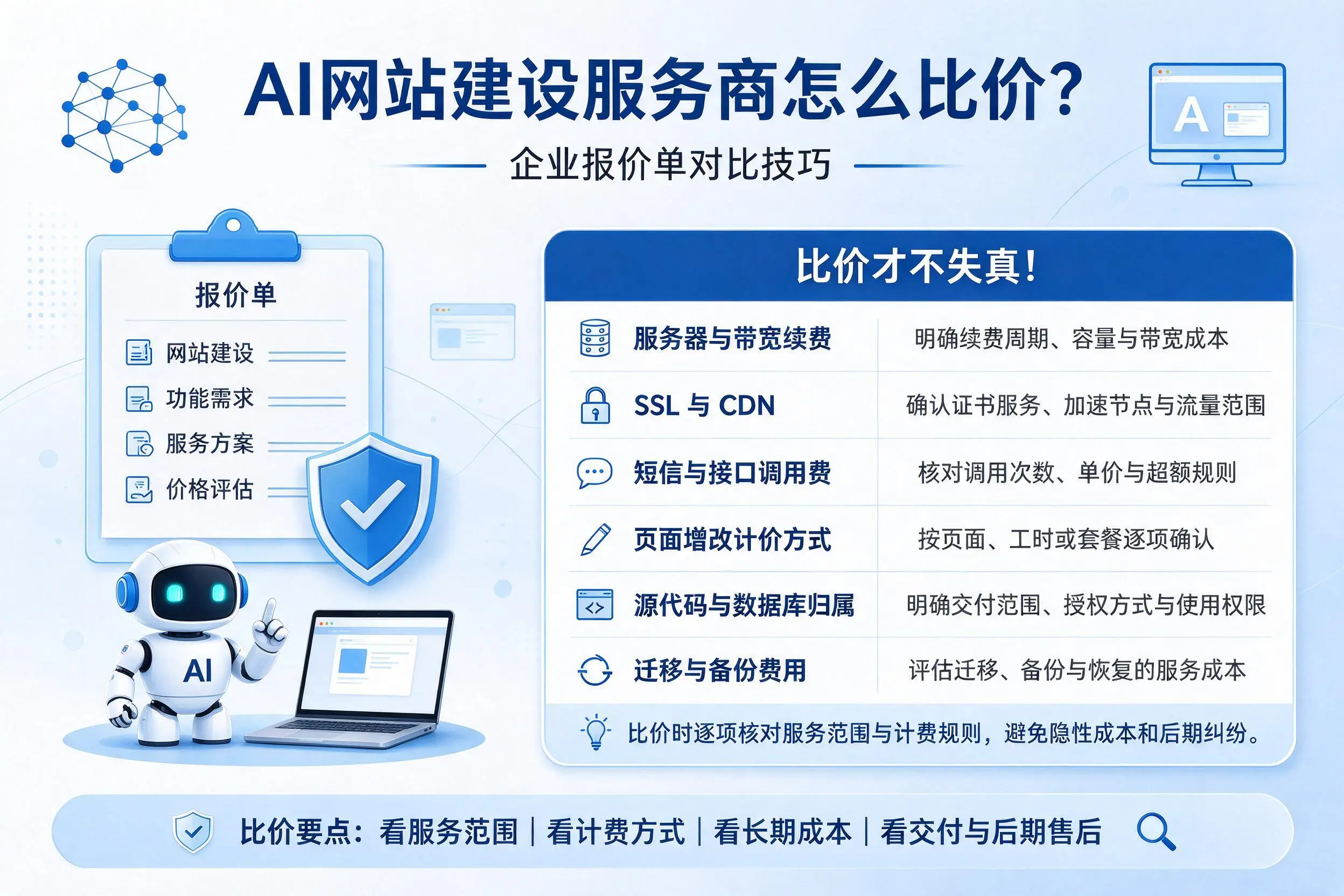 AI网站建设服务商怎么比价?曲靖企业报价单对比技巧