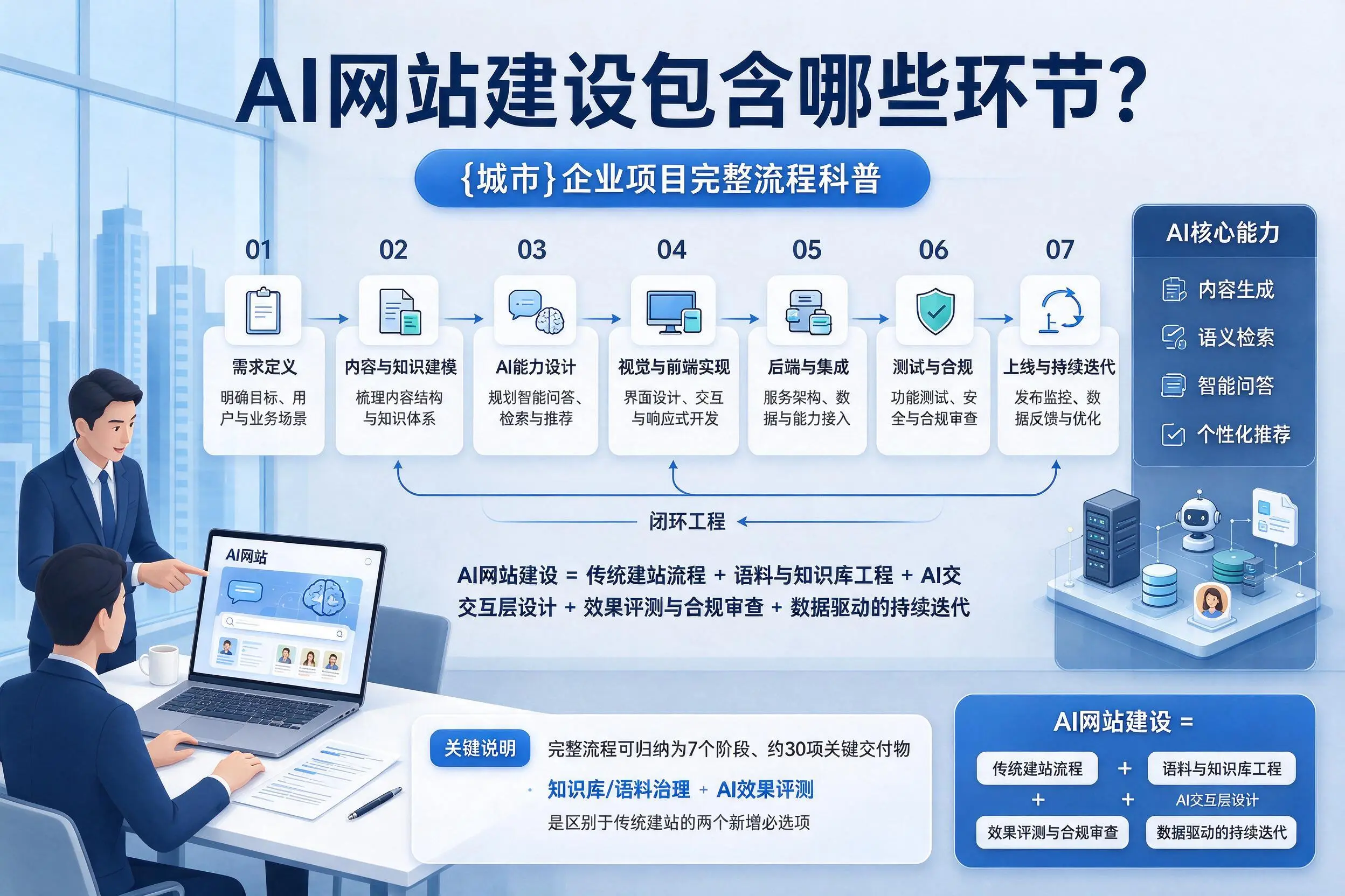 AI网站建设包含哪些环节？曲靖企业项目完整流程科普
